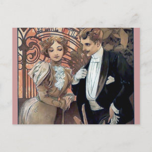 Mucha flirt Mann romantische Liebe Postkarte
