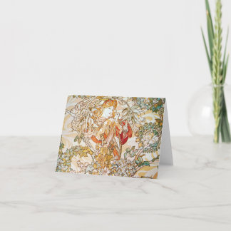 Mucha Frau mit Daisy Art Nouveau Mitteilungskarten