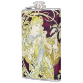Mucha Frau mit Daisy, Vintag Art Nouveau Flachmann (Links)