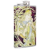 Mucha Frau mit Daisy, Vintag Art Nouveau Flachmann (Rechts)