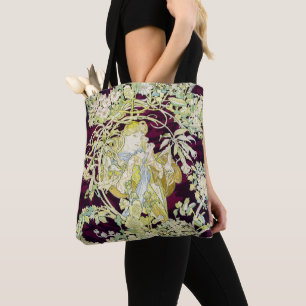 Mucha Frau mit Daisy, Vintag Art Nouveau Tasche
