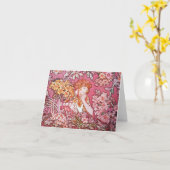 Mucha Frau unter Blumen-Kunst Nouveau Karte (Gelbe Blume)