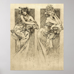 Mucha - Frauen-Illustrationen 1901 Poster