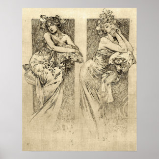 Mucha - Frauen-Illustrationen 1901 Poster