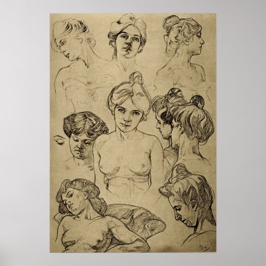 Mucha - Frauen-Studien 1901 Poster (Vorne)