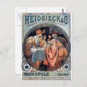 Mucha Heidsieck & G Bierart Deko Poster Postkarte (Vorne/Hinten)