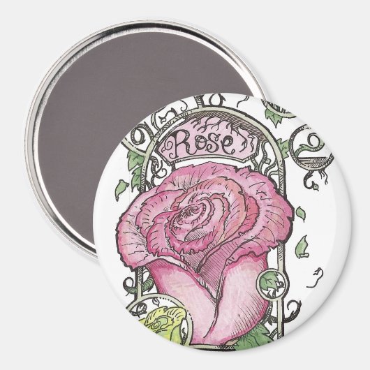 Mucha Inspirierte Rose Magnete Magnet (Vorderseite/Rückseite)