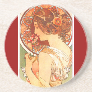 Mucha Kunst Nouveau Dame Coaster Untersetzer