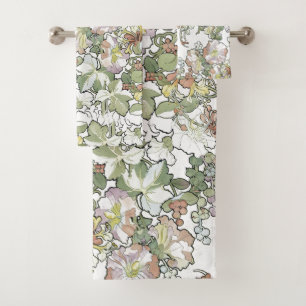 Mucha Kunst Nouveau Geißblatt-Blumen-Bad-Tücher Badhandtuch Set