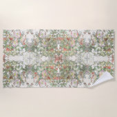 Mucha Kunst Nouveau GeißblattHollyhock mit Blumen Strandtuch (Vorderseite)