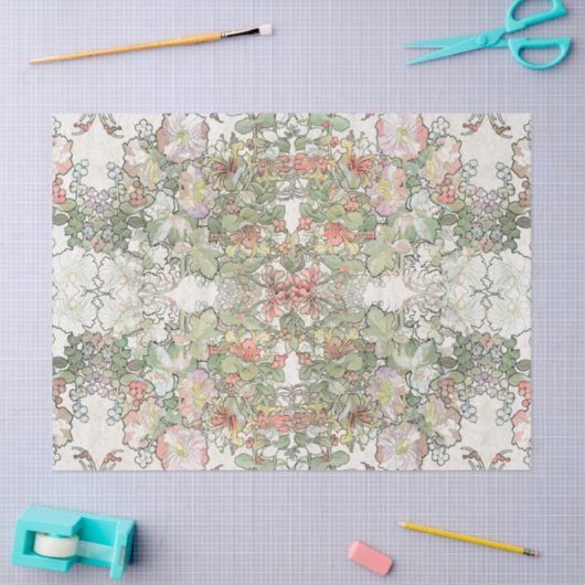 Mucha Kunst Nouveau Hollyhock-Blumen-Seidenpapier Seidenpapier (Basteln)