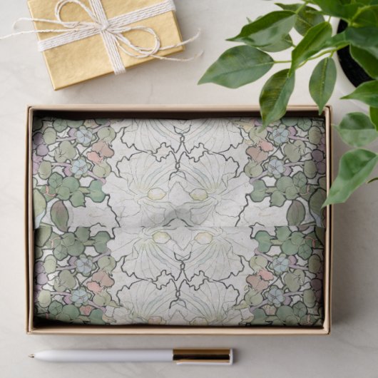Mucha Kunst Nouveau Hollyhock-Blumen-Seidenpapier Seidenpapier (Geschenk)