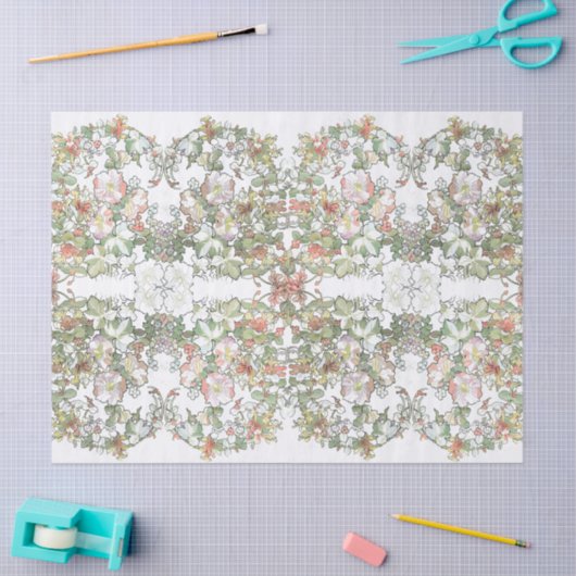 Mucha Kunst Nouveau Hollyhock-Blumen-Seidenpapier Seidenpapier (Basteln)