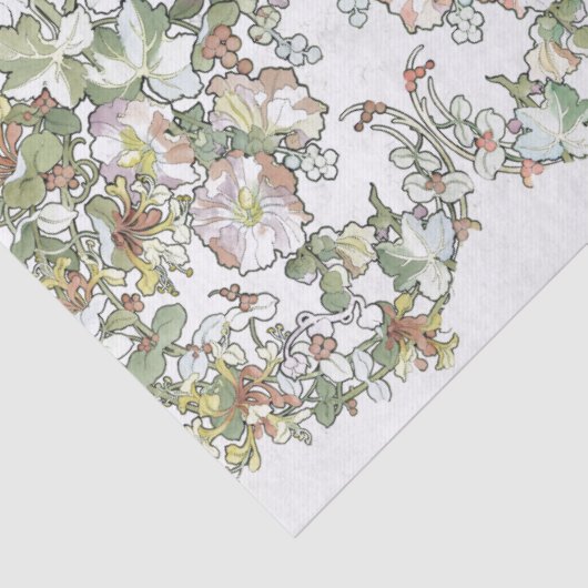 Mucha Kunst Nouveau Hollyhock-Blumen-Seidenpapier Seidenpapier (Detail)