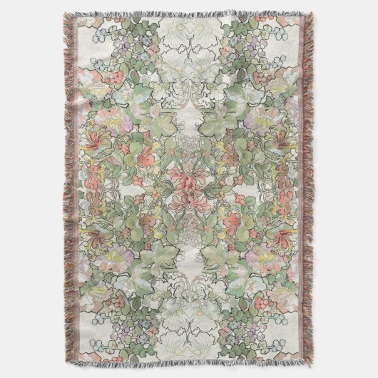 Mucha Kunst Nouveau Hollyhock-Blumenthrow-Decke Decke (Vorderseite Vertikal)