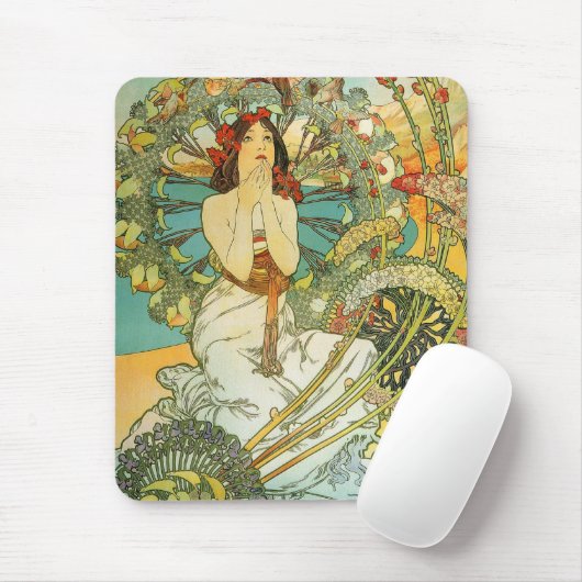 Mucha Kunst Nouveau Monte Carlo Dame Mousepad (Mit Mouse)