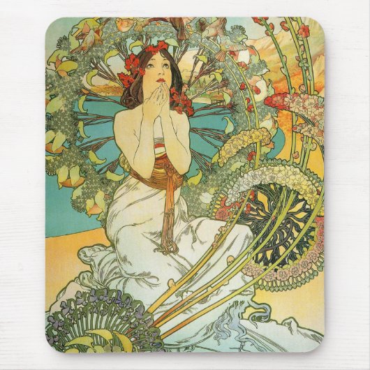 Mucha Kunst Nouveau Monte Carlo Dame Mousepad (Vorne)