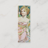 Mucha Kunst Nouveau Morgen Lesezeichen-Karte Mini Visitenkarte (Rückseite)