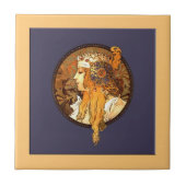 Mucha Kunst Nouveau Porträt-Keramik-Fliese Fliese (Vorderseite)