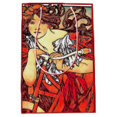 Mucha Kunst Nouveau Redhead-Dame Bike Gift Bag Mittlere Geschenktüte (Vorderseite)