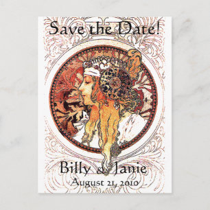 Mucha Kunst Nouveau Save the Date Postkarte
