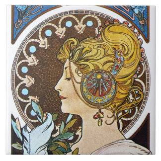 Mucha La-Feder-Kunst Nouveau Fliese Trivet