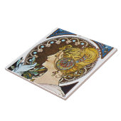 Mucha La-Feder-Kunst Nouveau Fliese Trivet (Seite)
