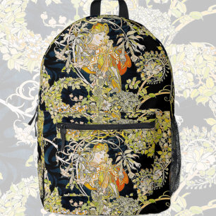 Mucha Lady mit Blume Bedruckter Rucksack