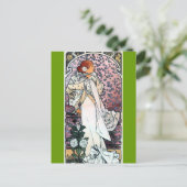 Mucha Lady mit camelias thart nouveau Postkarte (Stehend Vorderseite)