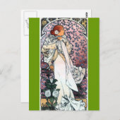 Mucha Lady mit camelias thart nouveau Postkarte (Vorne/Hinten)