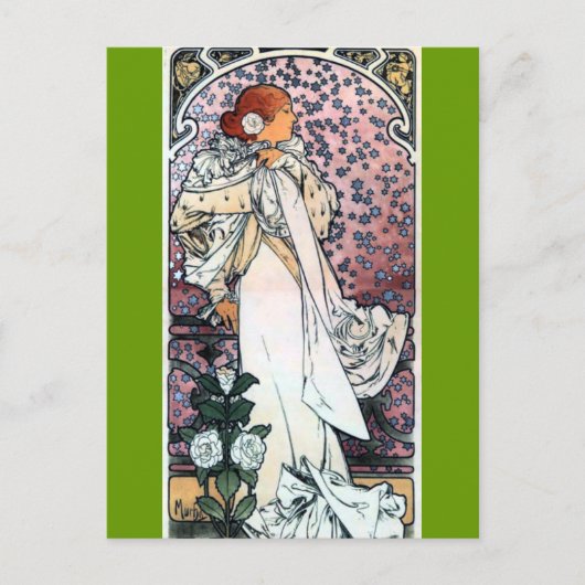 Mucha Lady mit camelias thart nouveau Postkarte (Vorderseite)
