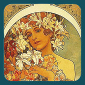 Mucha - Lady with Lilies Untersetzer