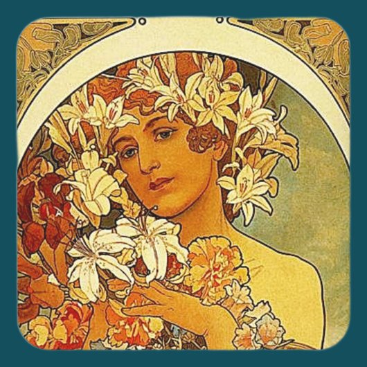 Mucha - Lady with Lilies Untersetzer