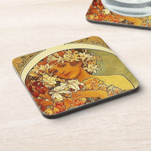 Mucha - Lady with Lilies Untersetzer (Linke Seite)