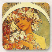 Mucha - Lady with Lilies Untersetzer (Vorderseite)
