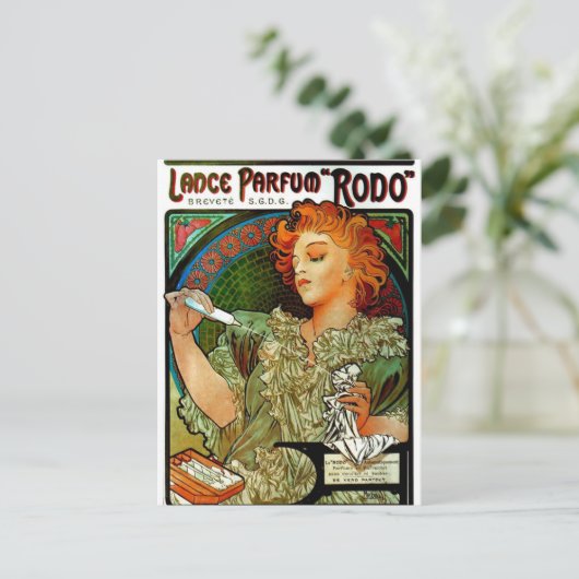 Mucha Lance Parfum Rodo Postkarte (Stehend Vorderseite)