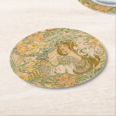 Mucha Lilies Jugendstil Sprache der Blume Runder Pappuntersetzer (Angewinkelt)