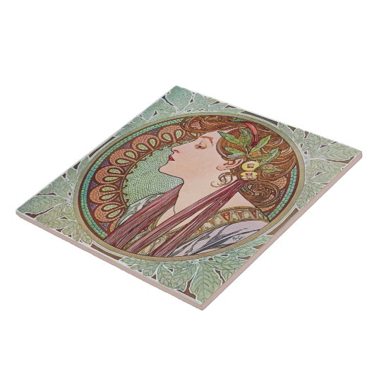 Mucha Lorbeer-Kunst Nouveau Kunst-Fliese Trivet Fliese (Seite)