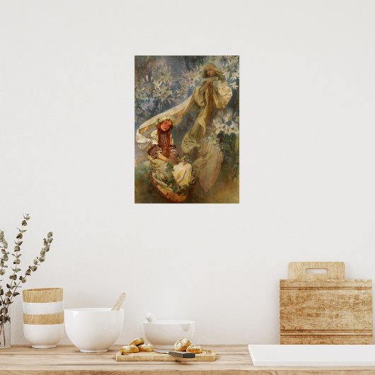 Mucha - Madonna der Lilien 1905 Poster (Küche)