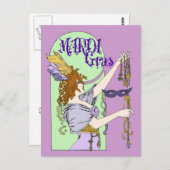 Mucha Mardi Gras Postkarte (Vorne/Hinten)
