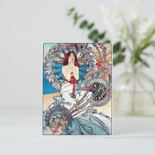 Mucha Monaco Monte carlo Art Deko Poster Lady Postkarte (Stehend Vorderseite)