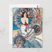 Mucha Monaco Monte carlo Art Deko Poster Lady Postkarte (Vorne/Hinten)
