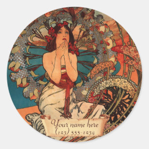 Mucha Monte Carlo Jugendstil-Buchzeichen Sticker