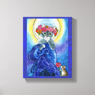 Mucha Moon Cat Art Spoof Leinwanddruck