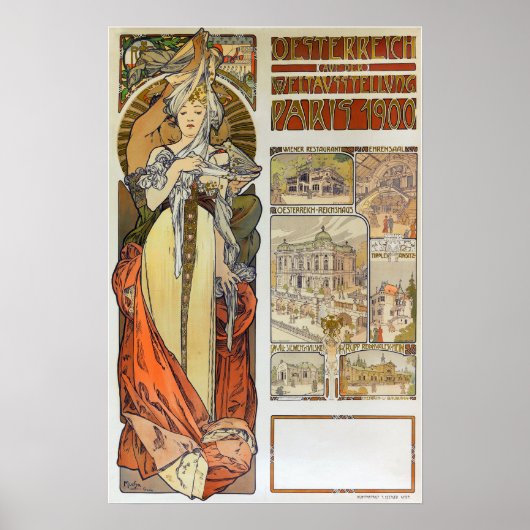 Mucha - Österreichisches Pavillon Paris 1900 Poster (Vorne)