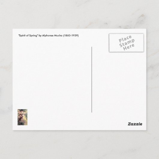 Mucha Postcard: Spirit of Spring Postkarte (Rückseite)