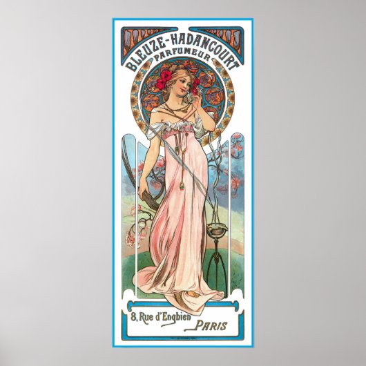 Mucha Poster Print: Parfüm Ad (Vorne)