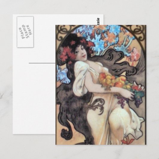 Mucha Postkarte (Vorne/Hinten)