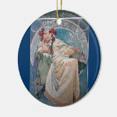 Mucha Prinzessinwinterschneeflockerosa-Kleiderdame Keramik Ornament (Links)