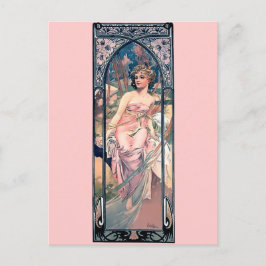 Mucha Rosa romantische Kleiderart Deko Lady Postkarte